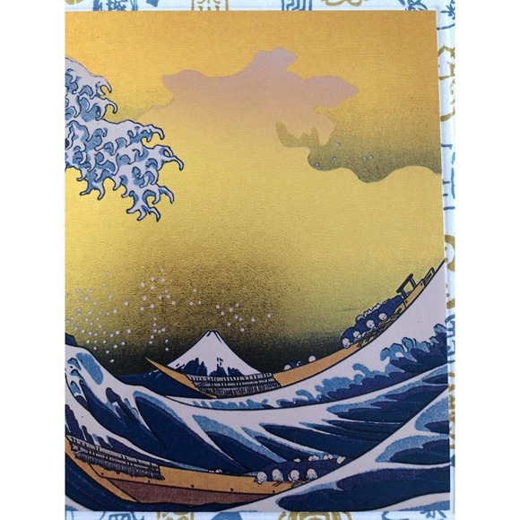 Japanese Fukui Asahido Kyoto greeting card The Great Wave Kanagawa Wood Block - Picture 6 of 11